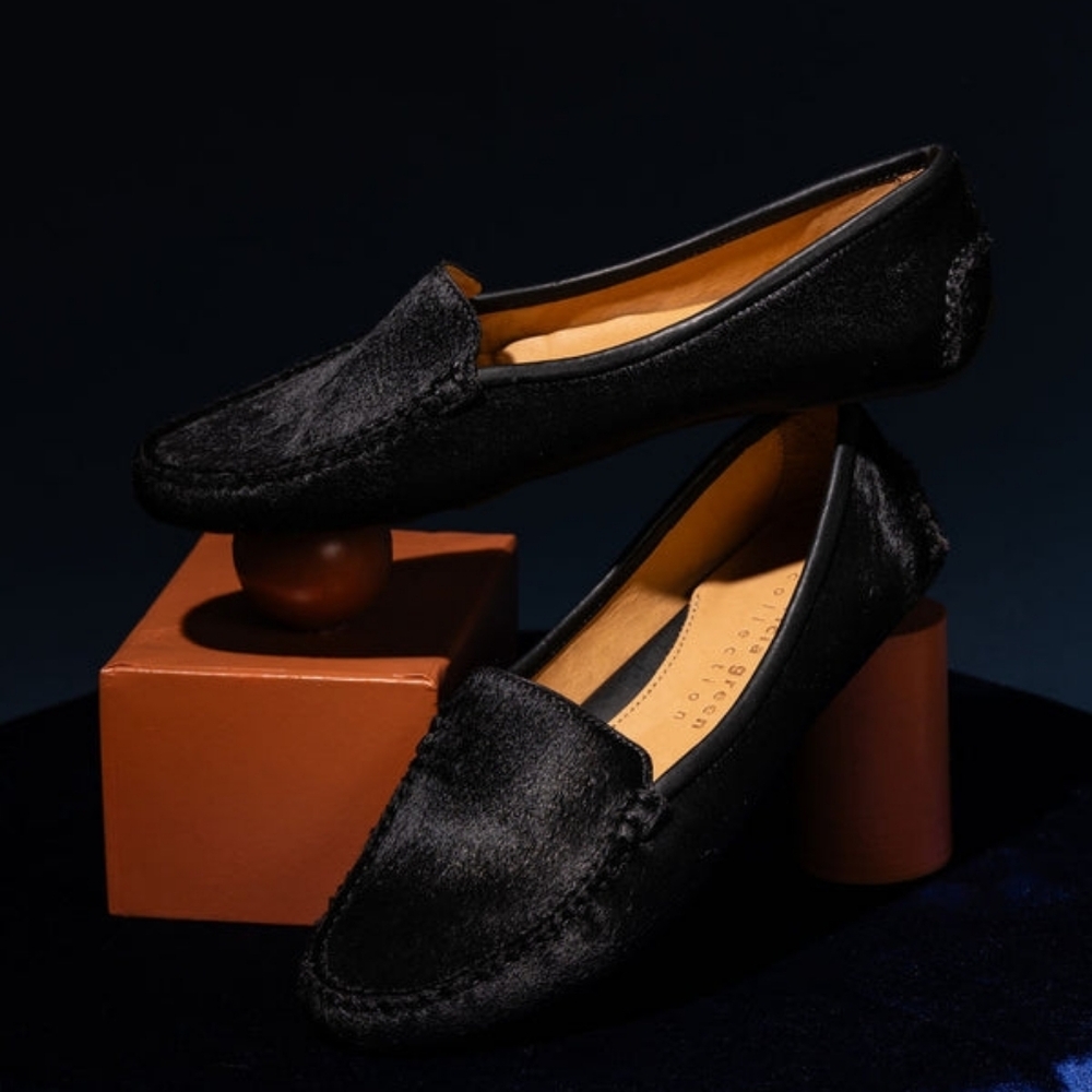 $328 Patricia Green Jillian Calf Hair Riding Moccasin Loafers 7